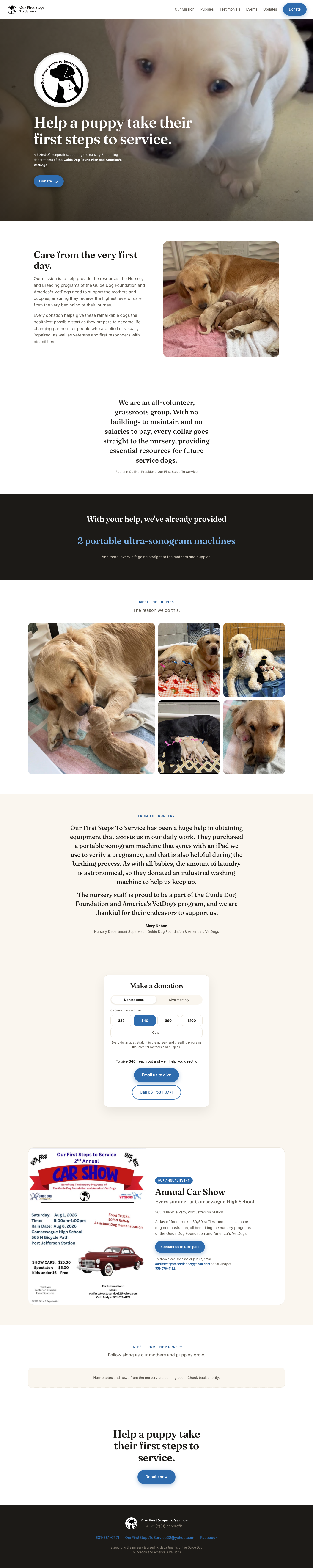 A website Arugula Motors built for a service-dog nonprofit